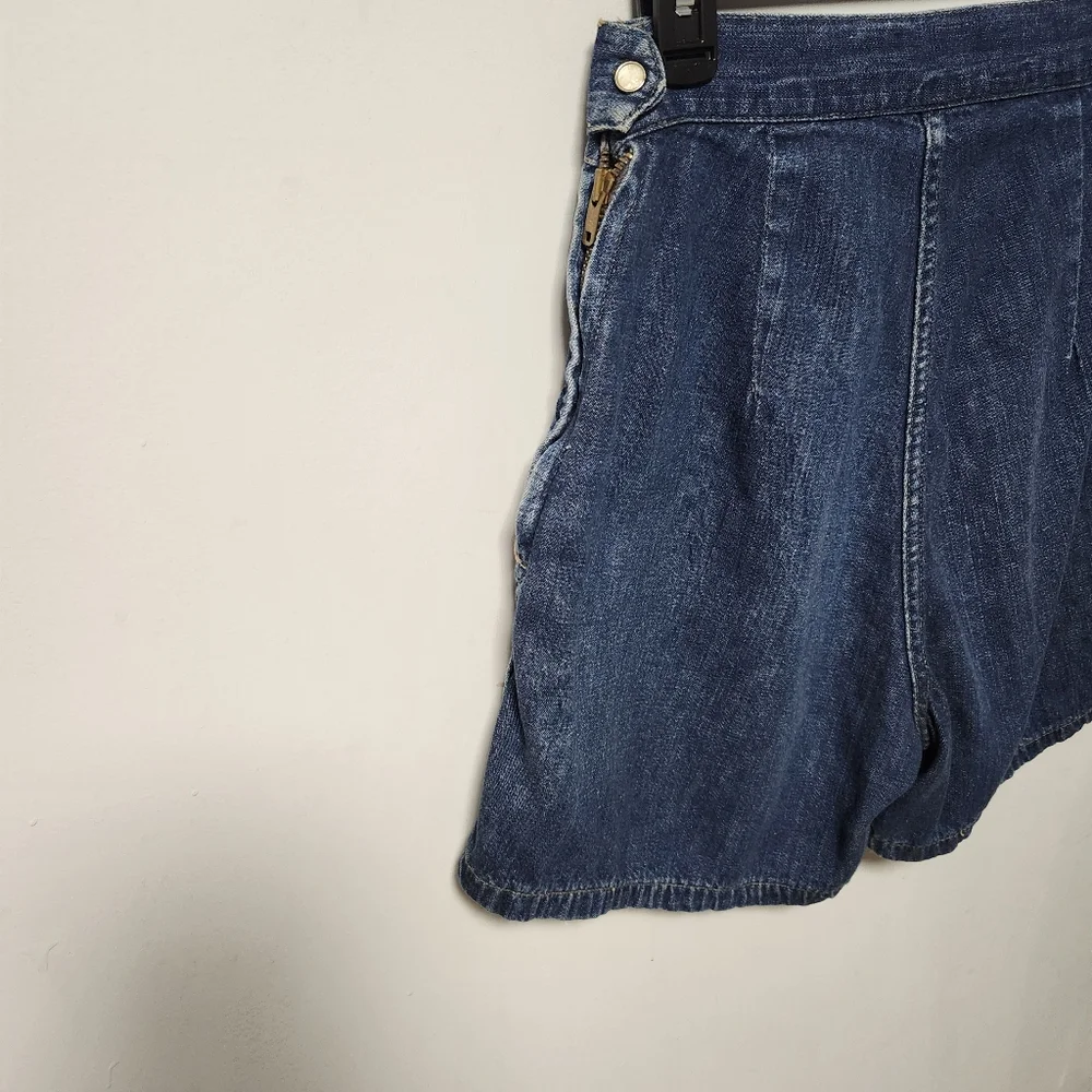 VTG 1950s Levi's Denim Family Side Zip Dark Blue Jean Shorts RARE JR 14 - Picture 6 of 10